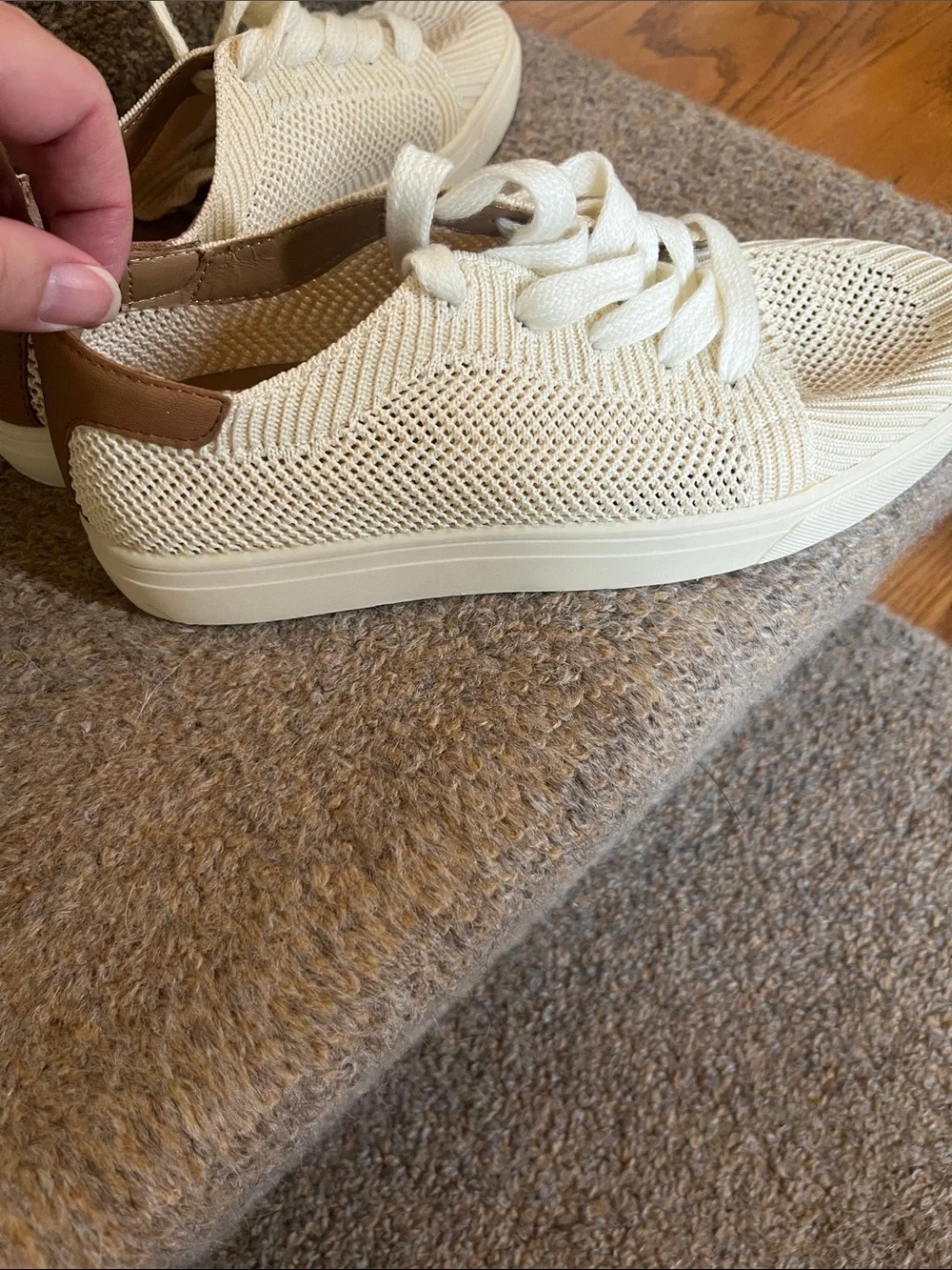 Lucky Brand Women's Knit Lace-Up Sneakers in Cream